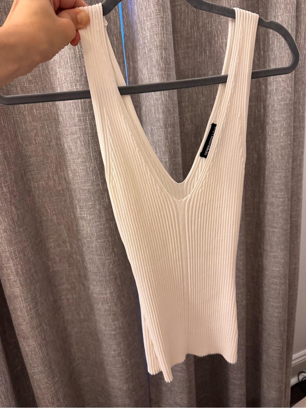 Generation Love Cream Ribbed V-Neck Tank Top